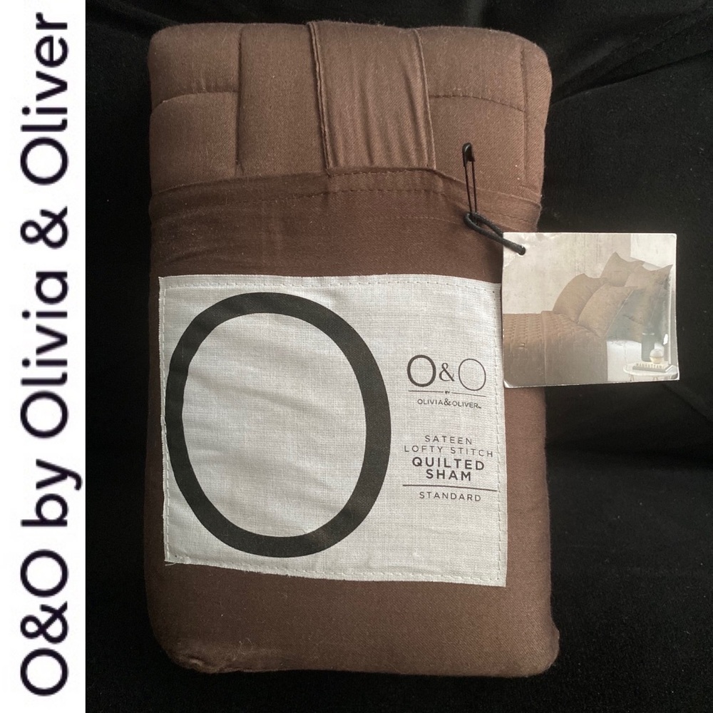 Brown Sateen Lofty Stitch Quilted Sham O & O by Olivia & Oliver